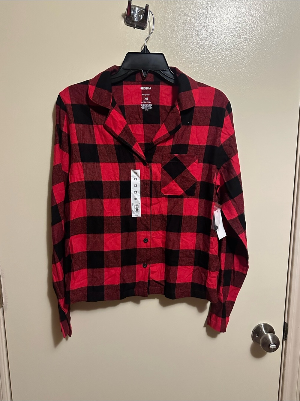 Sonoma Red and Black Buffalo Plaid Button-Down Shirt Sleep Shirt